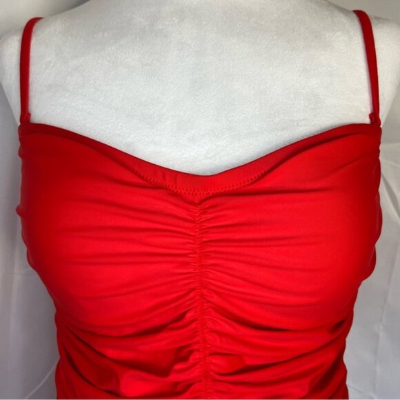 J. Crew Ruched Sweetheart One-Piece Swimsuit w/removable straps Red 12 - Picture 4 of 10